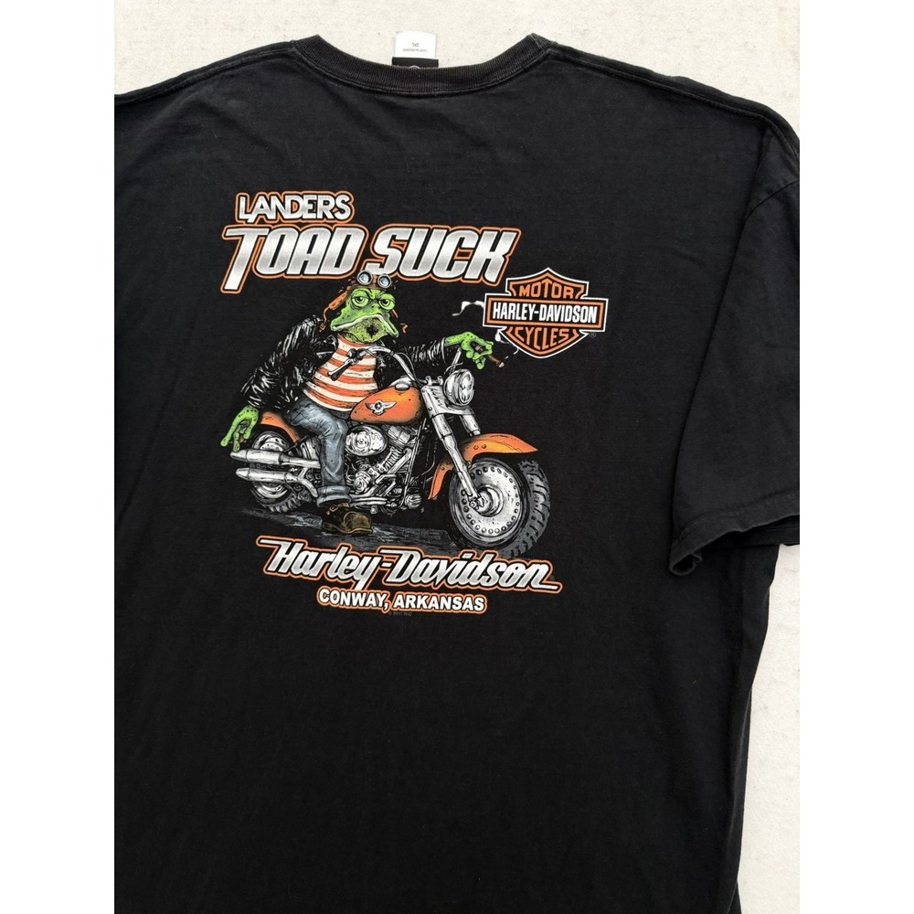 Harley-Davidson Shirt Mens 3XL Black Arkansas Frog Toad Bike Riding Motorcycles